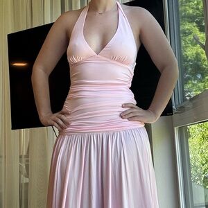 Baby Pink Halter Dress - good for wedding!
